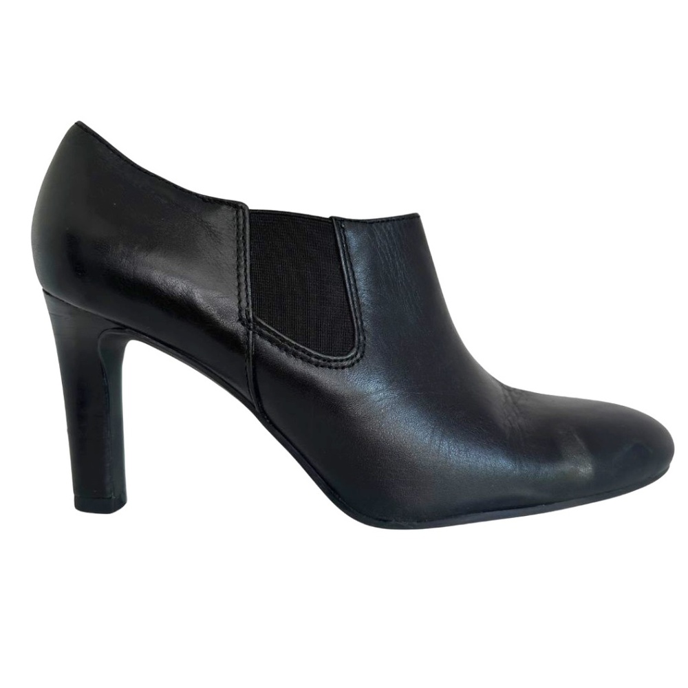 EUC Franco Sarto Black Leather Bootie Heels